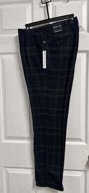 Paisley & Gray Mens Pants Plaid Green/Black Sz 36WX32L Wool NWT